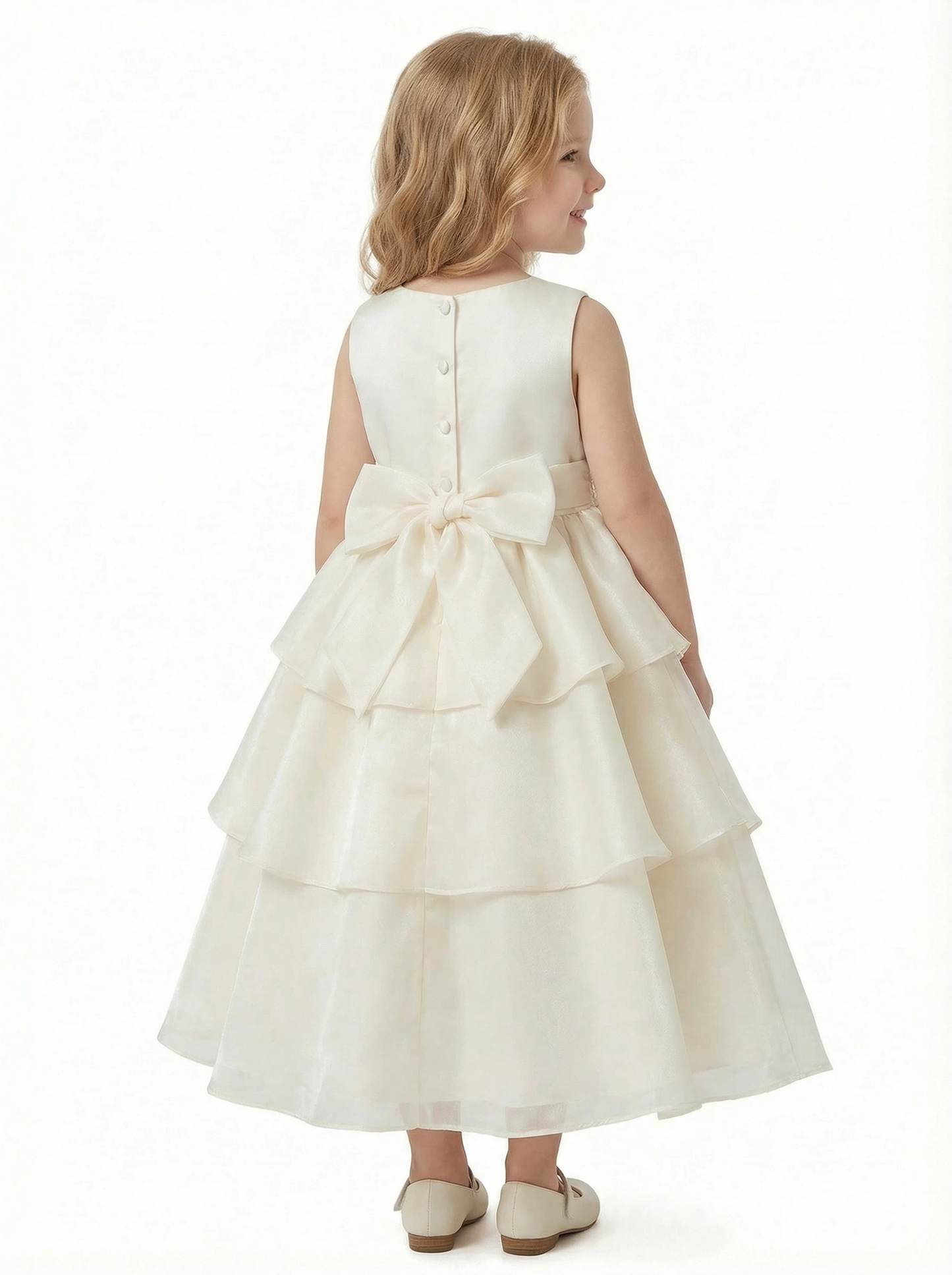 Lace Bodice Flower Girl For Wedding Party Gowns Layered Skirt Princess Wedding Dresses