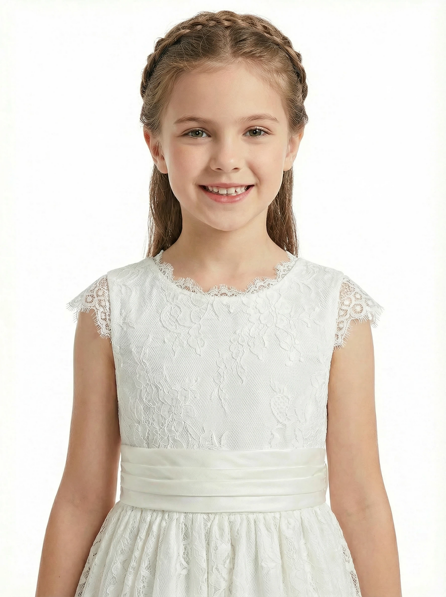 Lace Cap Sleeve Bow Princess Dress Flower Girl Dress Birthday Party Dresses