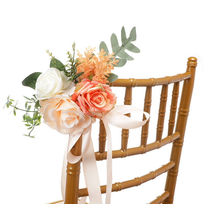 New Artificial Chair Back Flower Outdoor Wedding Banquet Decorative Flower Simulation Fresh Fake Flowers