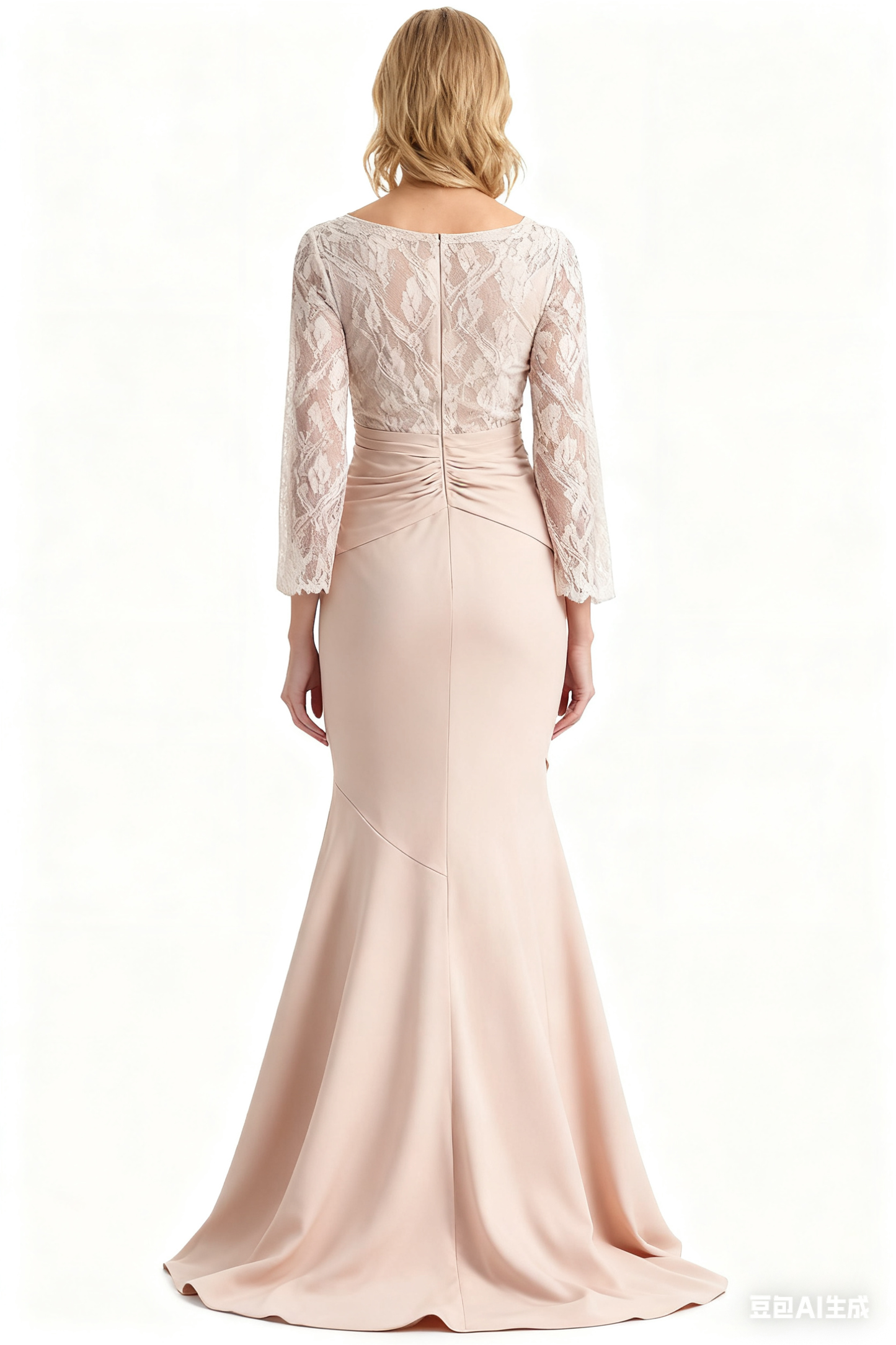 Long A-line Elegant Mother of The Bride Dress Evening Illusion Lace Ruffle Slit
