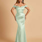 Satin Mermaid Off Shoulder Bridesmaid Dresses Sweetheart Floor Length