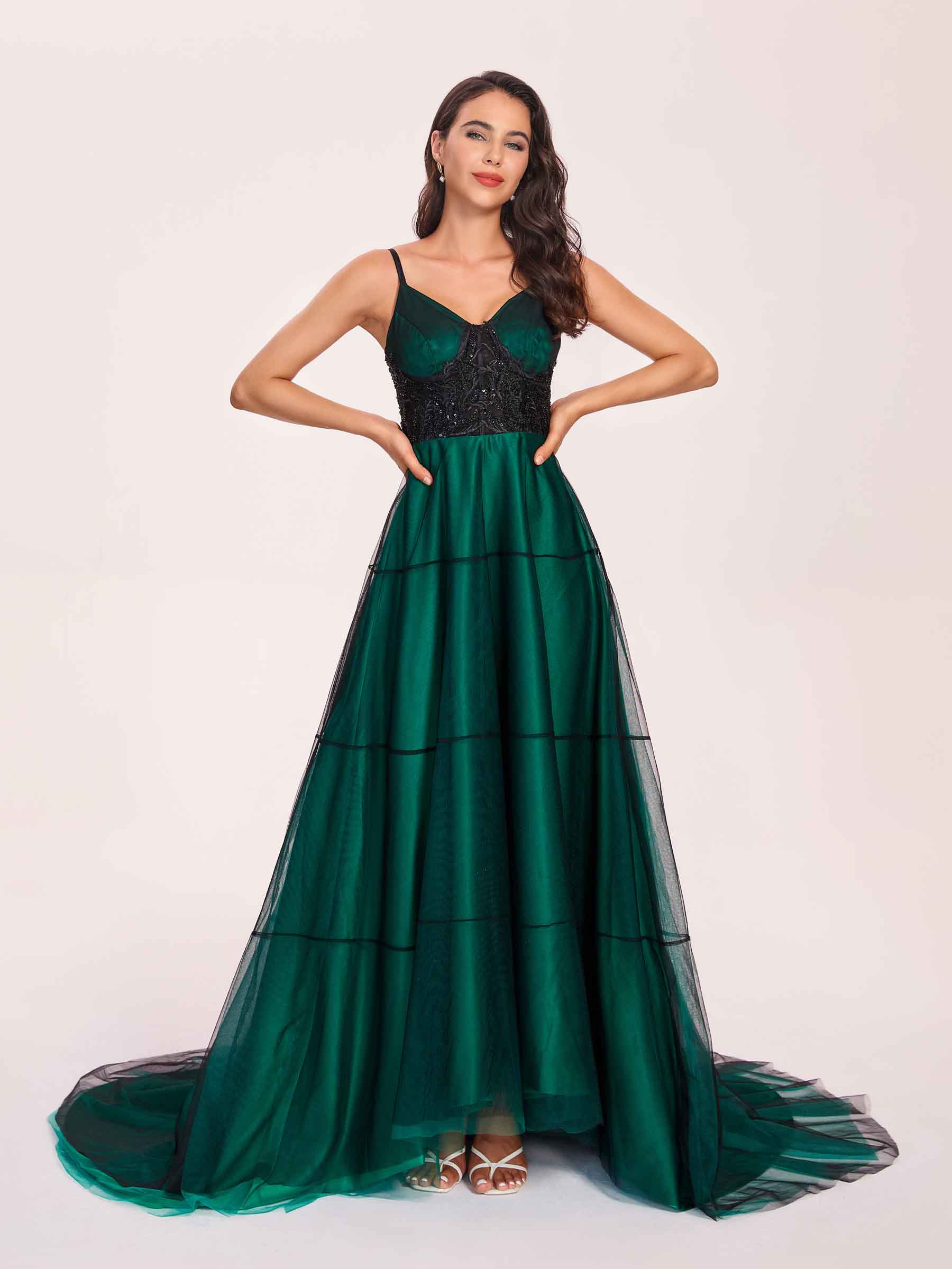Kiarelys Charming Dark Green A-line Plus Size Formal Dresses Floor-length bridesmaid satin gown, satin gown for bridesmaid, Custom Color