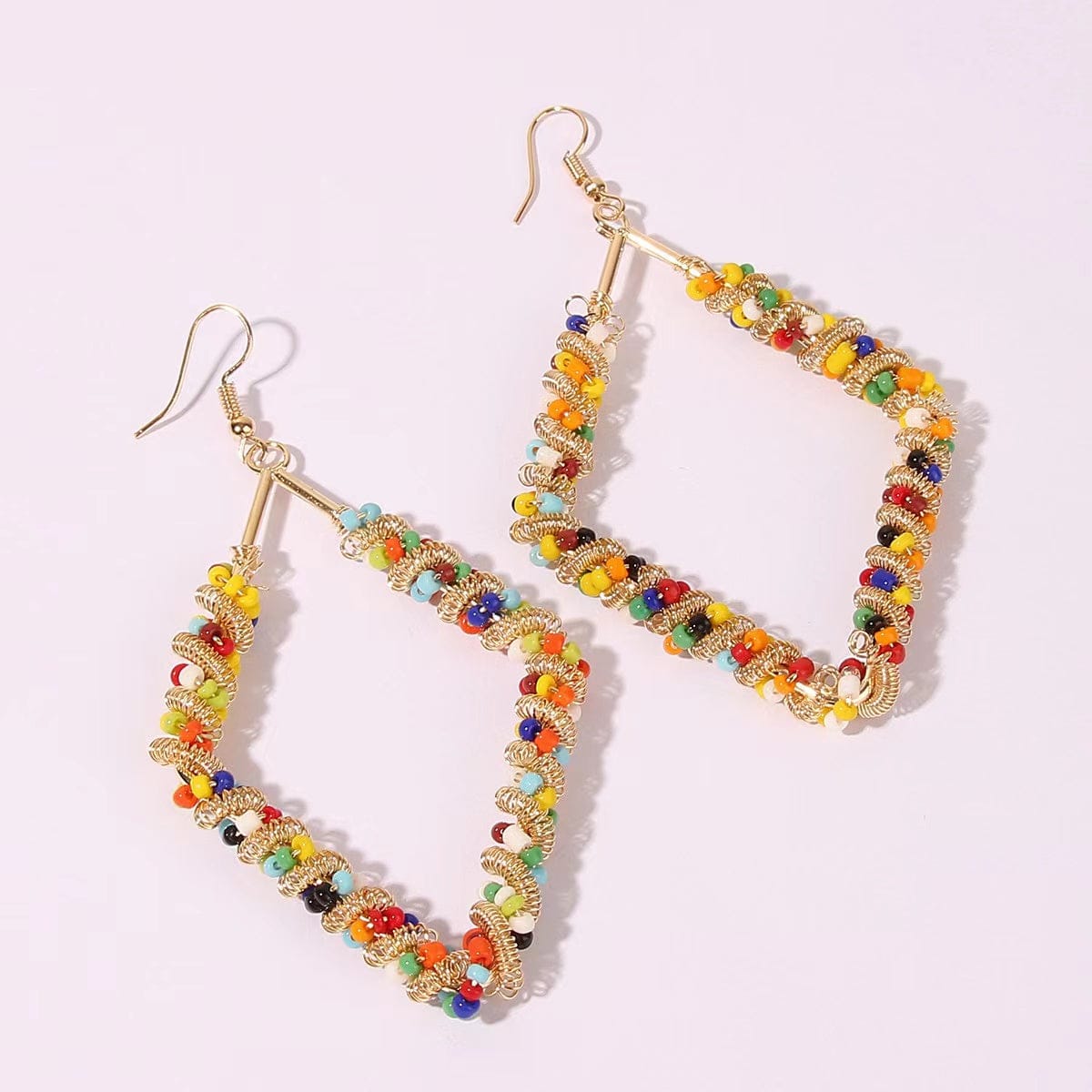 Fashion Geometric Colorful individual Metal Diamond Shape Earrings
