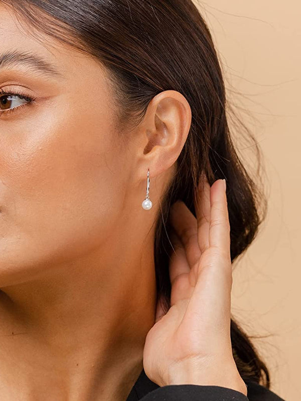 Mother of Pearl Earrings with Orange Melon Gold-plated Leverbacks