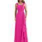 Square Neck Mother of the Bride Dress Floor-Length Chiffon Gown with Ruched Bodice