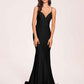 Sexy Jersey Mermaid Bridesmaid Dresses Spaghetti Straps V-neck Floor Length Lace-up Back