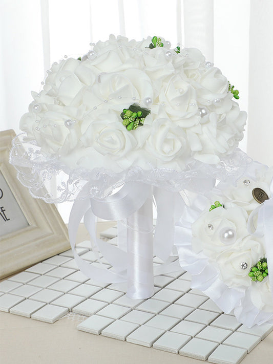 Wedding Flower For The Groom And Bride, Simulated Foam Rose Wedding Bouquet