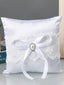 White Wedding Ring Pillow Set Bow Knot Lace Decoration