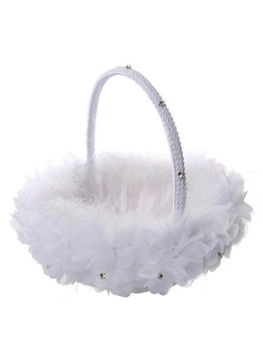 Creative Handmade Ostrich Feather Wedding Flower Basket, HL-5619