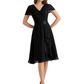 Mother of the Bride Dress Knee-Length V-Neck Chiffon Gown with Ruched Bodice