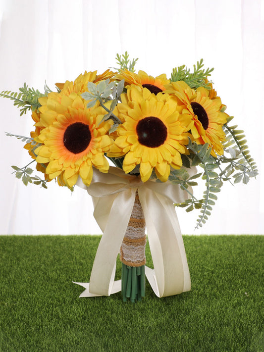 Wedding Flower For The Groom And Bride, Simulated Sunflower Wedding Bouquet