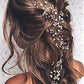 Exquisite Gold, and Silver Bridal Hair Vine | Extra Long Pearl and Crystal Beads | Hand knitting Wedding Hair Jewelry