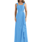 Square Neck Mother of the Bride Dress Floor-Length Chiffon Gown with Ruched Bodice