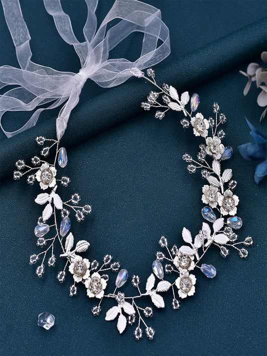 Sparkly Headband Crystal Hair Accessories Alloy Flowers