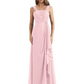 Square Neck Mother of the Bride Dress Floor-Length Chiffon Gown with Ruched Bodice