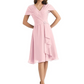 Mother of the Bride Dress Knee-Length V-Neck Chiffon Gown with Ruched Bodice