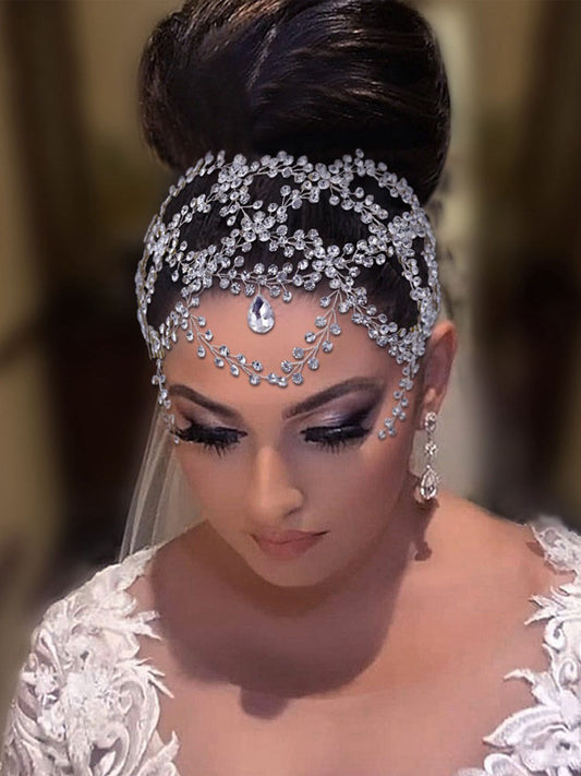 Sparkly Luxury Rhinestone Cross Headwear with Forehead Hair Accessories for Women