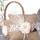 Vintage Scrims Linen Flower Bow Country Style Wedding Ring Pillow