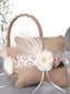 Vintage Scrims Linen Flower Bow Country Style Wedding Ring Pillow