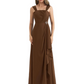 Square Neck Mother of the Bride Dress Floor-Length Chiffon Gown with Ruched Bodice