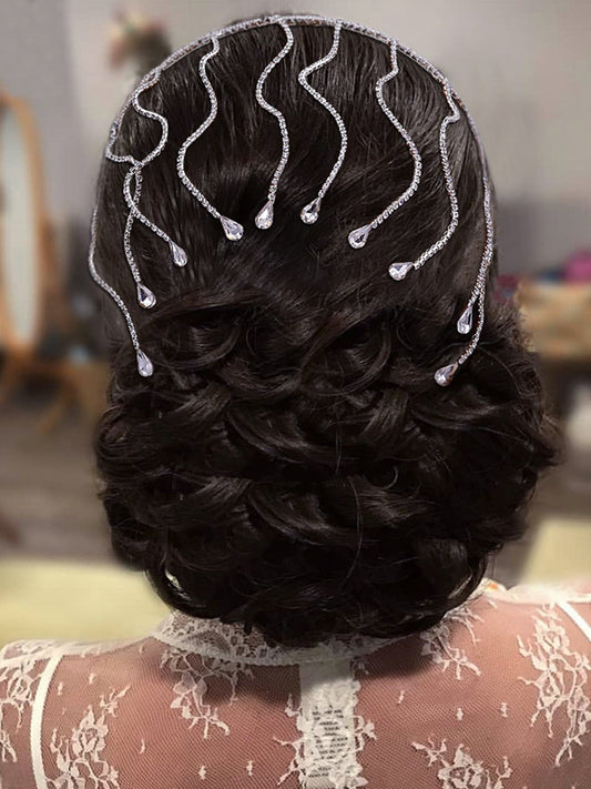 Sparkly Bridal Headwear Rhinestone Head Chain Headband Accessories Handmade Forehead Hair Chain