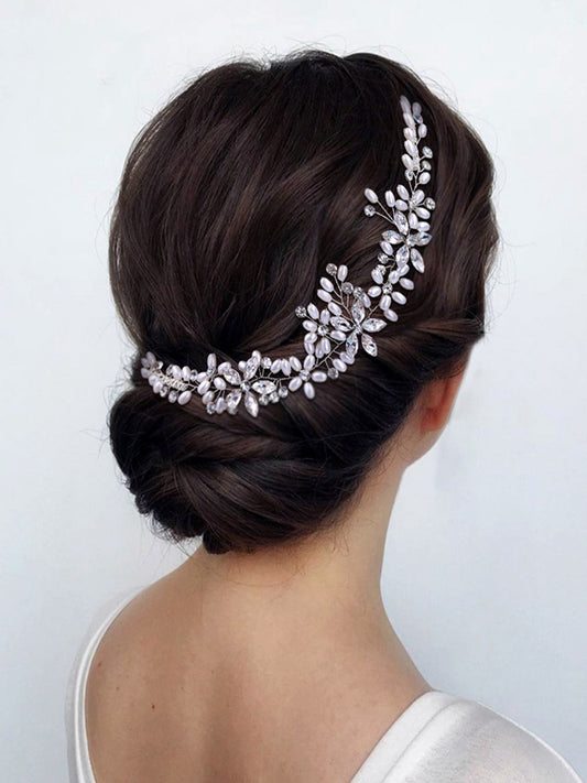 Sparkly Luxury Pearl Rhinestone Double Insert Comb Diamond Hair Accessories for Women