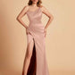 Elegant Silky Satin Mermaid One Shoulder With Pleats Long Bridesmaid Dresses