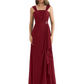 Square Neck Mother of the Bride Dress Floor-Length Chiffon Gown with Ruched Bodice
