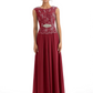 Mother of the Bride Dress Floor-Length Chiffon Gown with Embroidered Lace Bodice