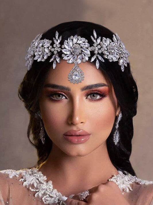 Sparkly Heavy Industry Creative 3D Rhinestone Flower Headband Wedding Dress Accessories