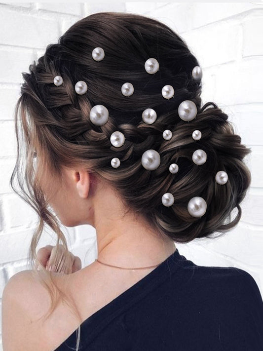 Handmade Pearl U-shaped Clip Dirty Braid Hair Accessories Flash Diamond Hair Fork for Women