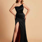 Elegant Silky Satin Mermaid One Shoulder With Pleats Long Bridesmaid Dresses