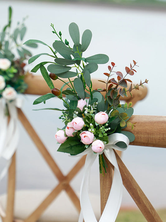 New Simulation Decorative Chair Back Flower Forest Eucalyptus Green Plant Outdoor Backrest Decorative Flower