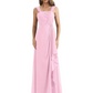 Square Neck Mother of the Bride Dress Floor-Length Chiffon Gown with Ruched Bodice