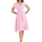 Mother of the Bride Dress Knee-Length V-Neck Chiffon Gown with Ruched Bodice