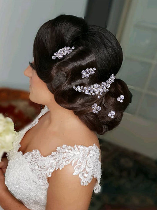 Sparkly Rhinestone Hair Accessories Hairpin Handmade Hair Comb Headwear Set