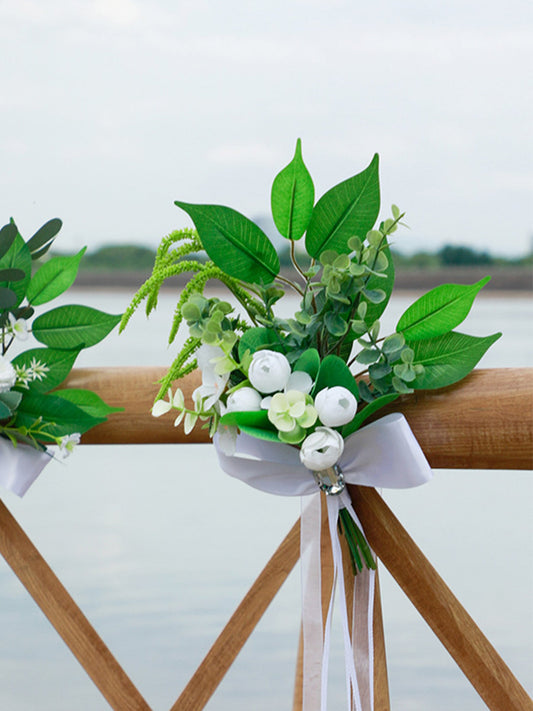 New Summer Forest Green Leaf Chair Back Flower Outdoor Wedding Leaning Decoration Flower