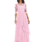 Elegant Lace A-line Chiffon Half Sleeves Mother of the Brides Dresses Floor Length