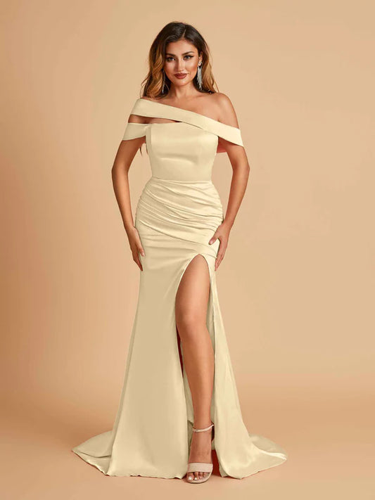 Champagne Mismatched Unique Sexy Mermaid Floor Length Bridesmaid Dresses Online