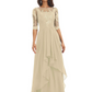 Elegant Lace A-line Chiffon Half Sleeves Mother of the Brides Dresses Floor Length