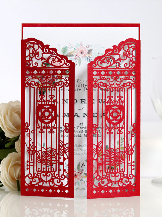 Hot Selling Wedding Laser Hollow Out Invitation, Happiness Gate Greeting Card