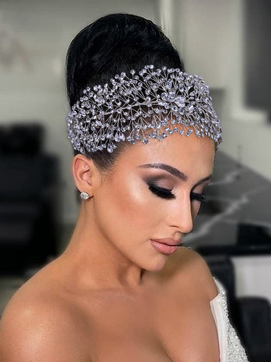 Sparkly Silver Handmade Diamond Hair Hoop Accessories for Women