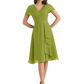 Mother of the Bride Dress Knee-Length V-Neck Chiffon Gown with Ruched Bodice