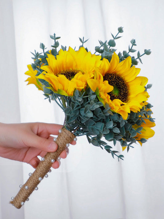 Wedding Flower For The Groom And Bride, Simulated Sunflower Wedding Bouquet