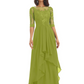 Elegant Lace A-line Chiffon Half Sleeves Mother of the Brides Dresses Floor Length