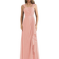 Square Neck Mother of the Bride Dress Floor-Length Chiffon Gown with Ruched Bodice