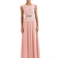 Mother of the Bride Dress Floor-Length Chiffon Gown with Embroidered Lace Bodice