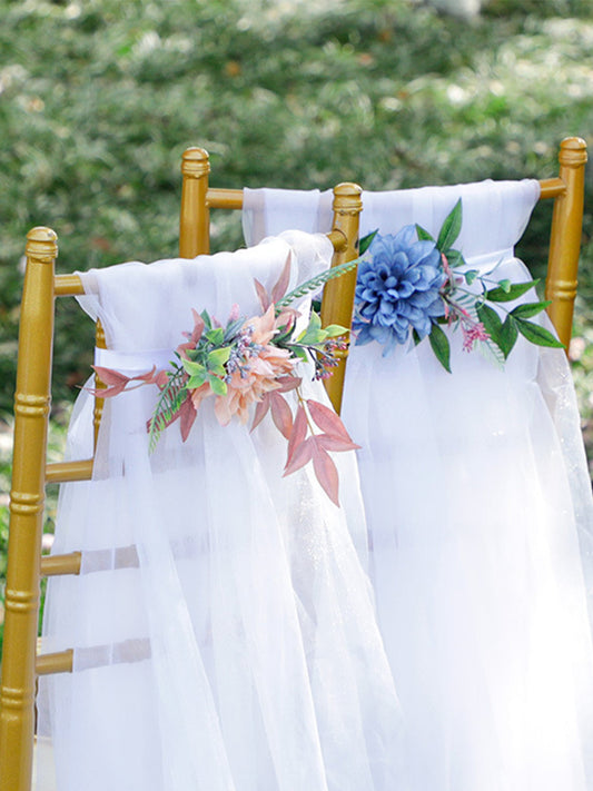 New Simulation Creative Korean Style Hotel Wedding Decoration Chair Back Flowers