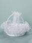 Lace White Bow Decoration Portable Flower Basket With Movable Handle