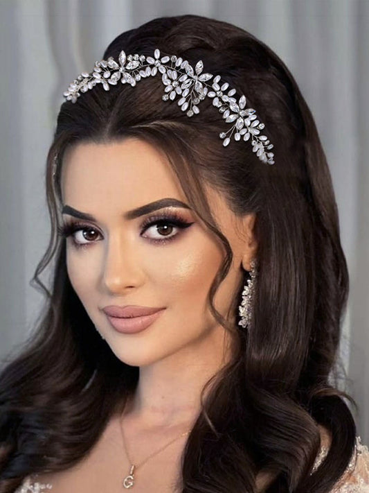 Sparkly Luxury Pearl Rhinestone Double Insert Comb Diamond Hair Accessories for Women